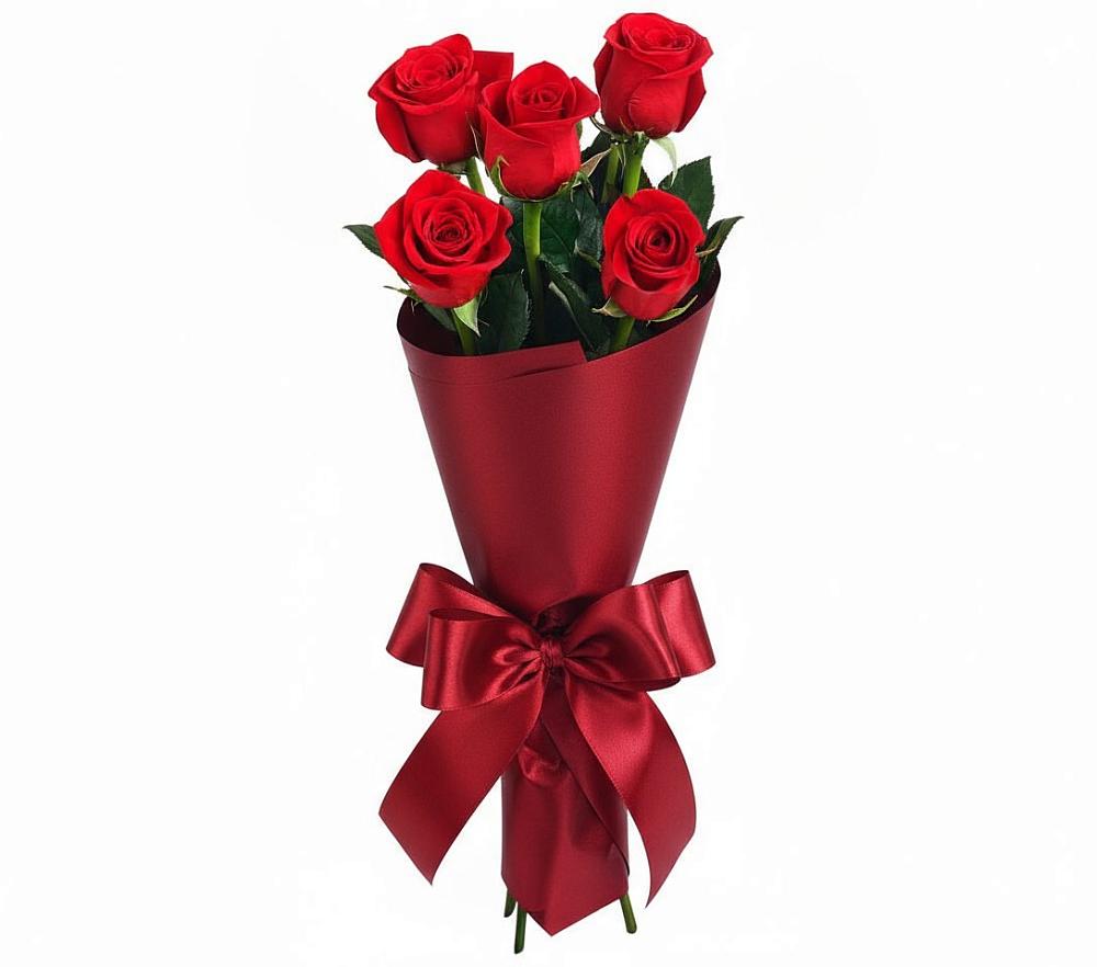 Букет 5 Красных роз Эдлесс Лав в Тымовское