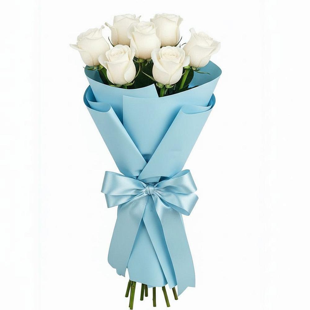 Букет 7 белых роз Проуд в Тымовское