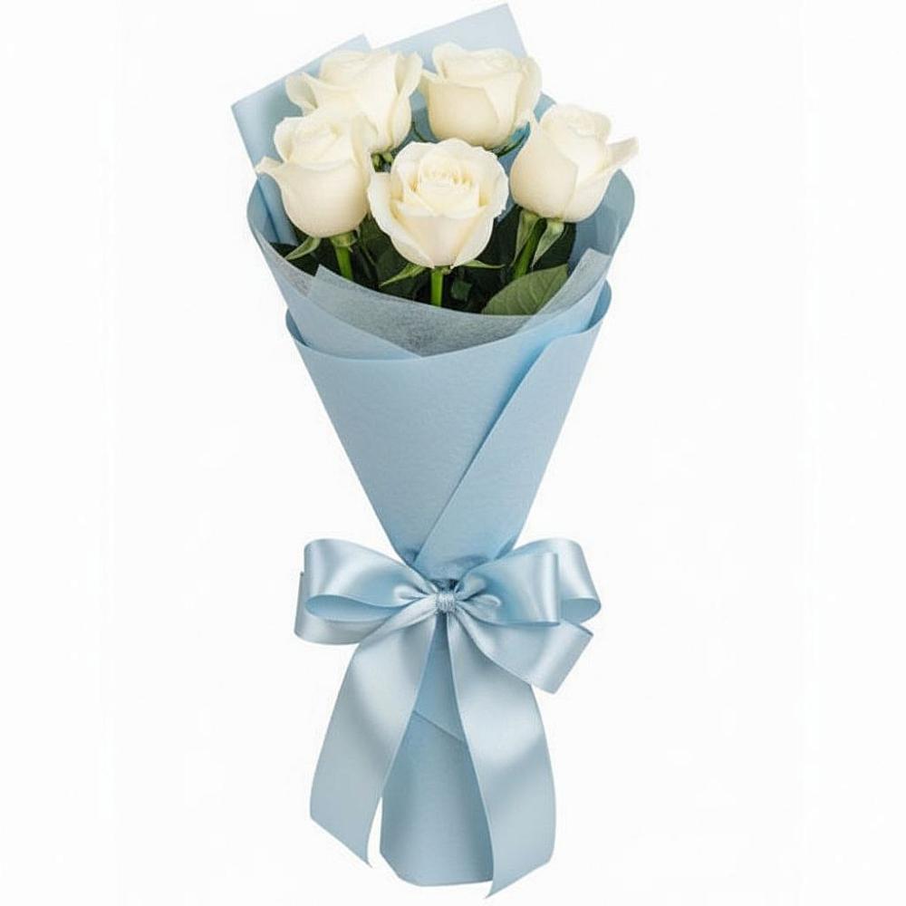 Букет 5 Белых роз Проуд в Тымовское