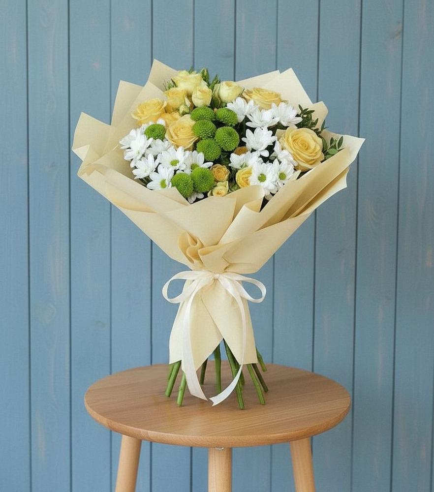 Букет цветов из: Хризантемы и Розы в Тымовское