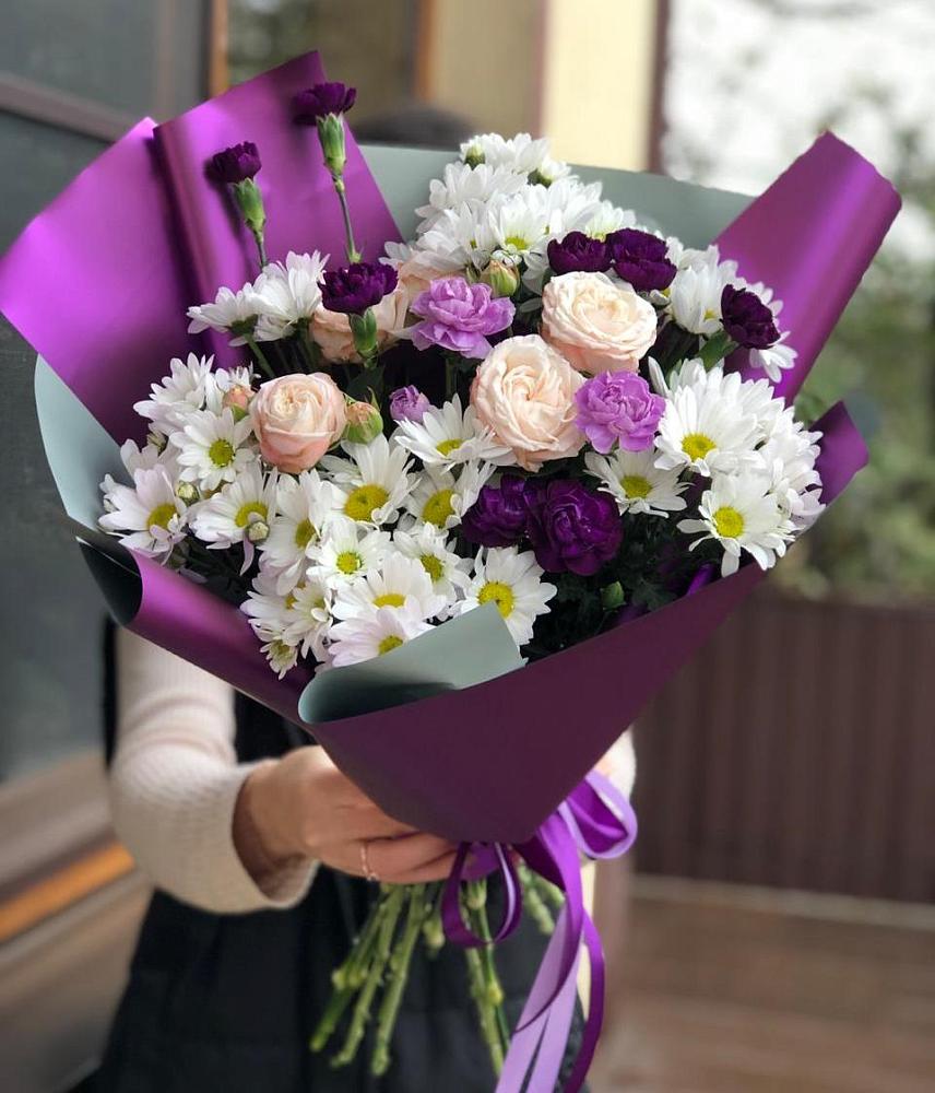 Букет цветов из: Хризантемы, Гвоздики и Розы в Тымовское