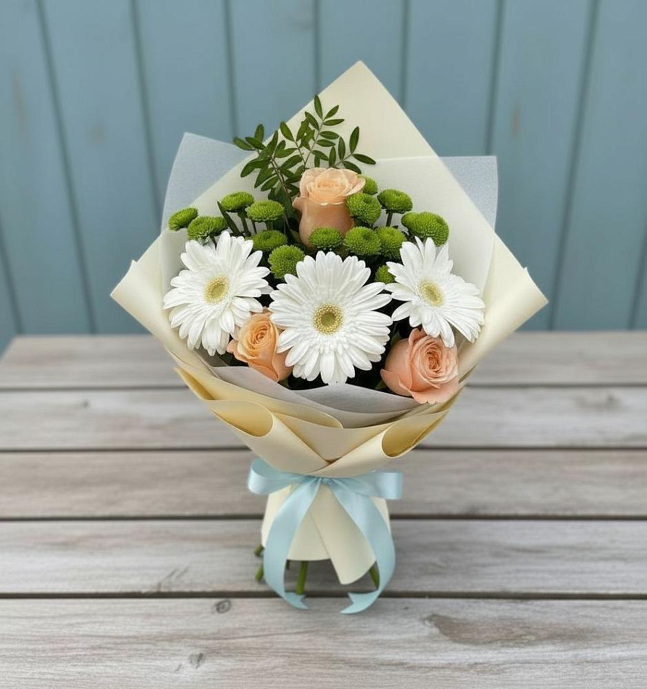 Букет цветов из: Герберы, Розы и Хризантемы в Тымовское