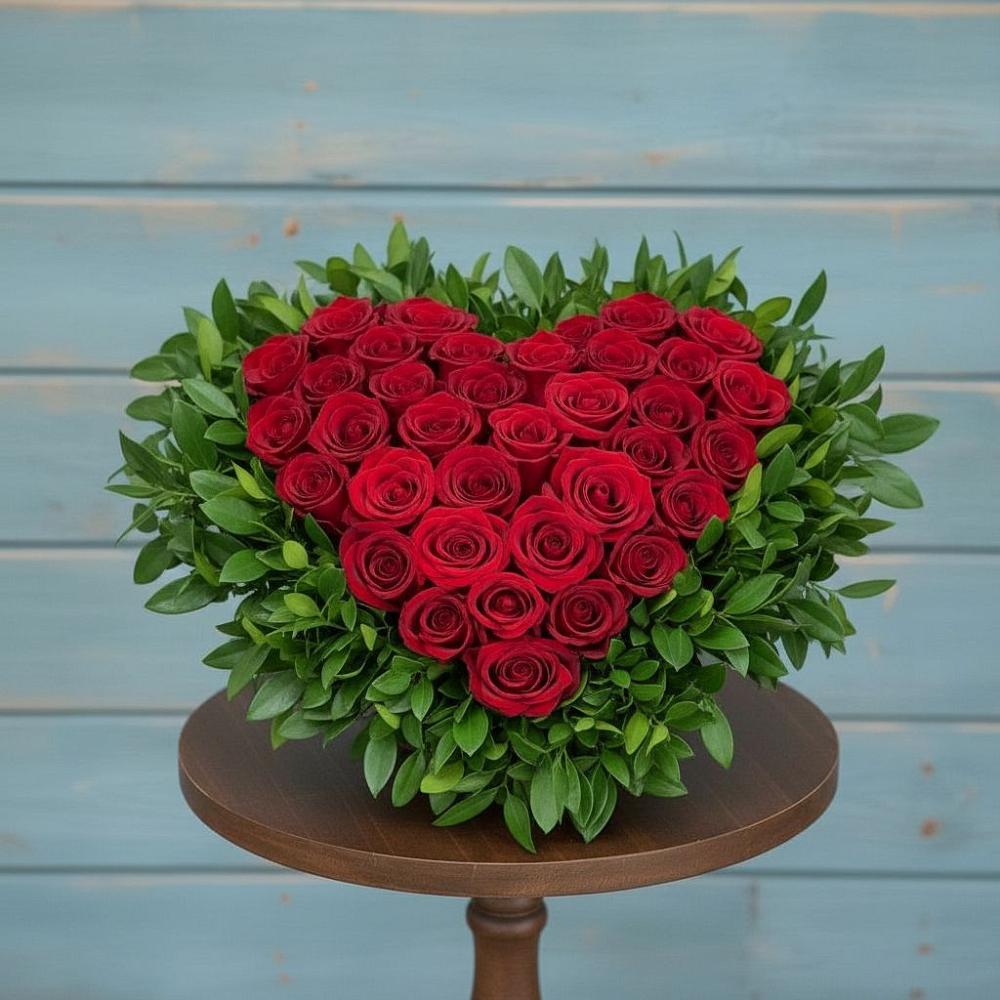 Цветочная композиция из Розы в виде сердца в Тымовское