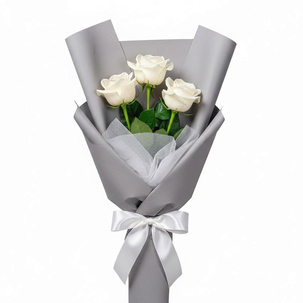 Букет 3 белые розы в Тымовское