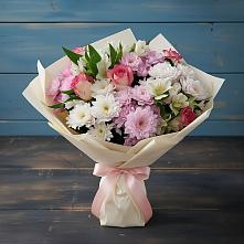 Букет цветов из:  Хризантемы, Альстромерии и Розы в Тымовское