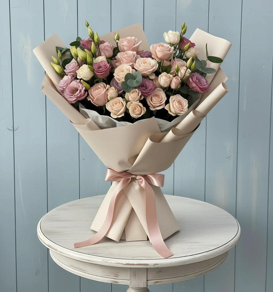 Букет цветов из: Розы и Лизиантусы в Тымовское