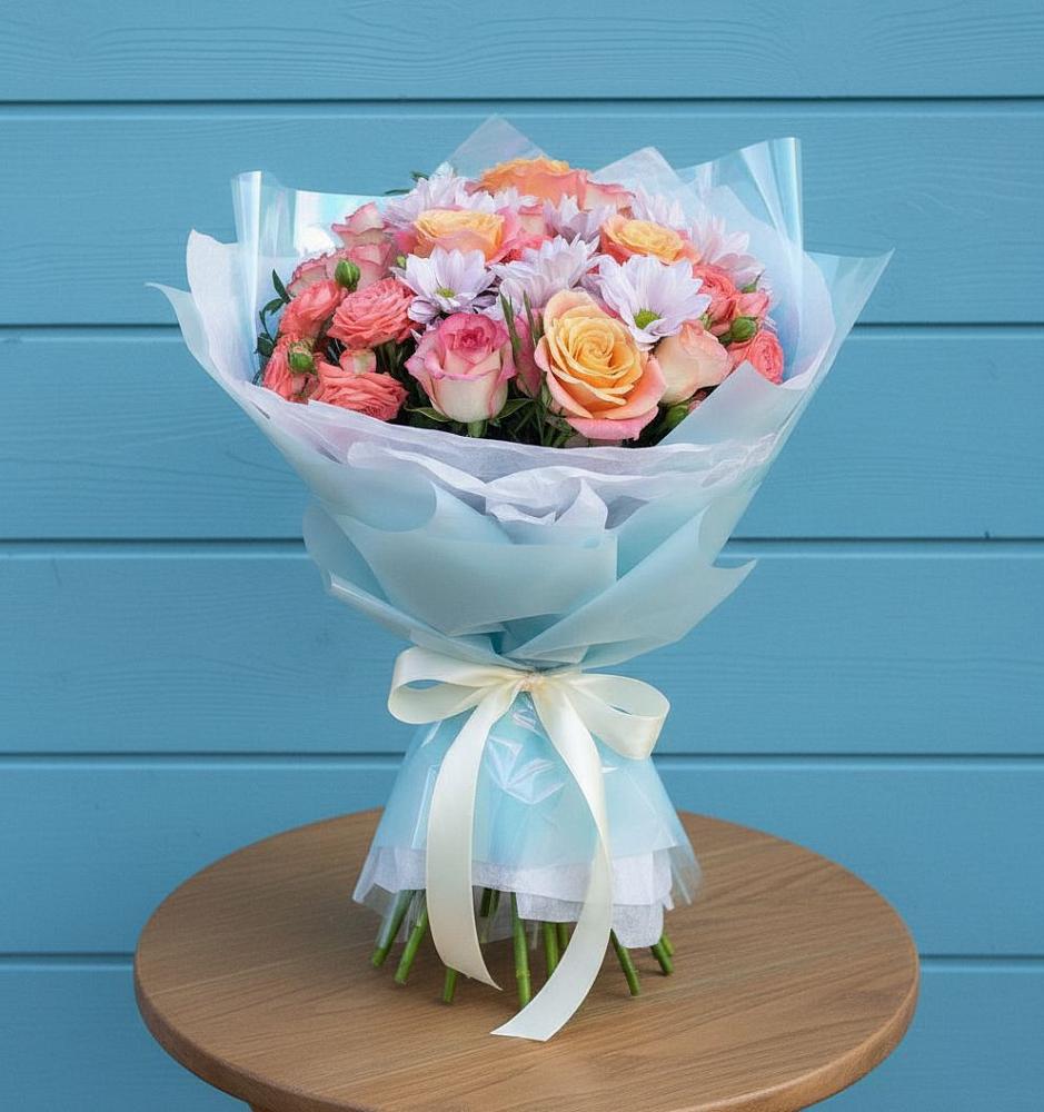 Букет цветов из: Хризантемы и Розы в Тымовское