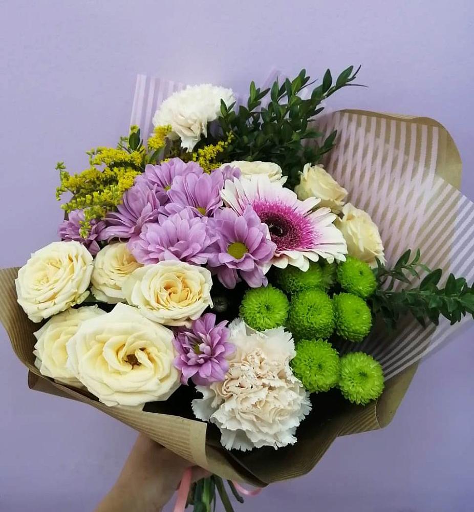 Букет цветов из: Хризантемы, Розы, Гвоздики и Герберы в Тымовское